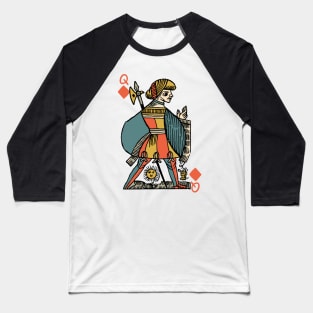 Character of Playing Card Queen of Diamonds Baseball T-Shirt